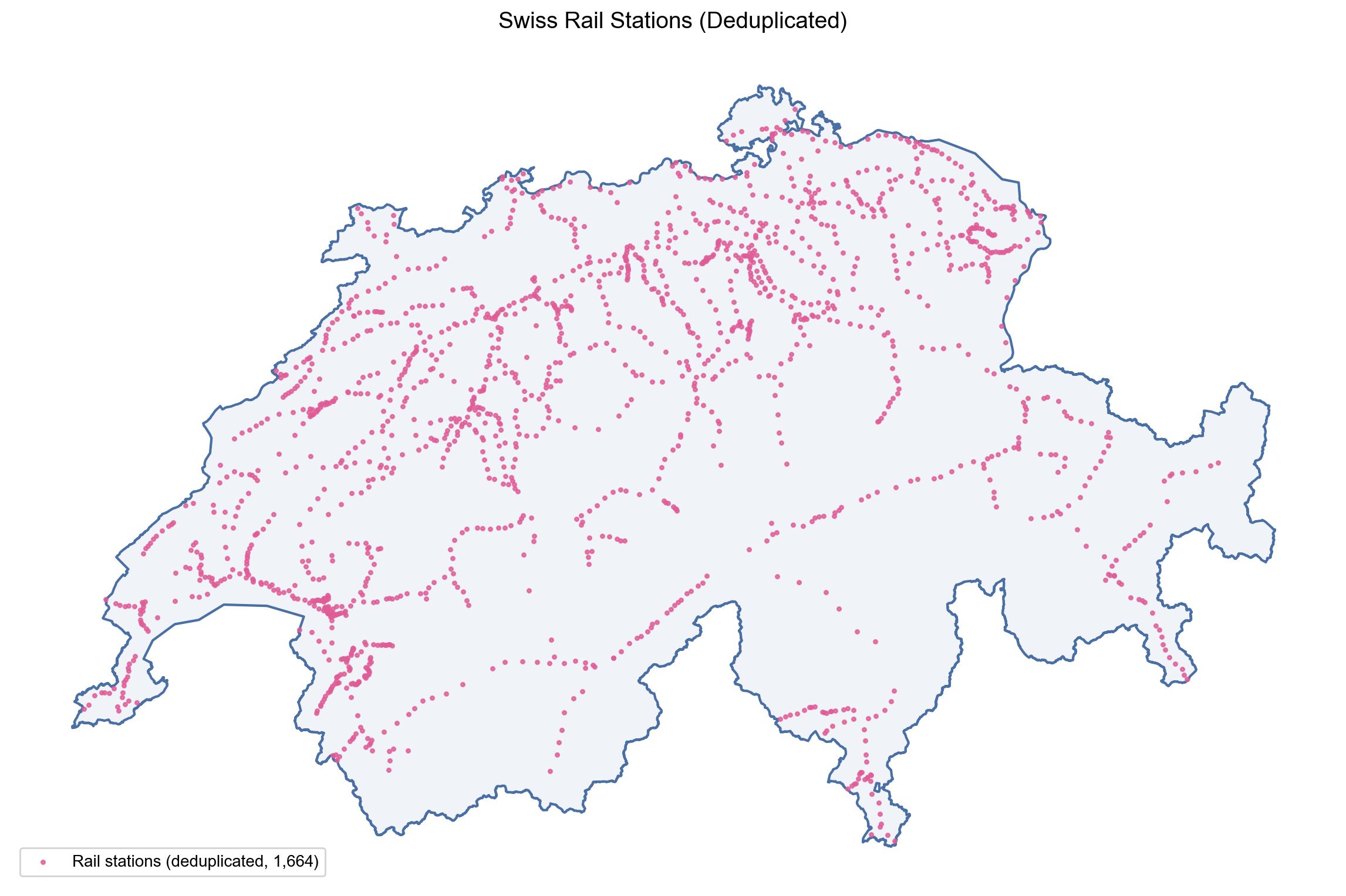 Deduplicated Swiss rail stations